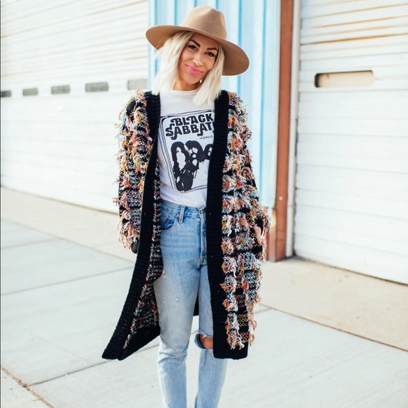 ivory rose Jackets & Blazers - Multi colored shaggy cardigan